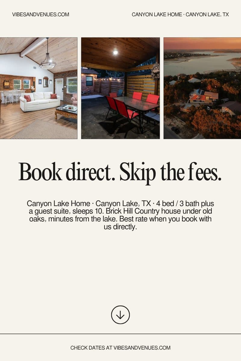 Canyon Lake direct-booking Pinterest pin